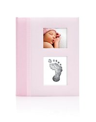 Pearhead Classic Baby Book with Clean-touch Ink Pad Included, Pink
