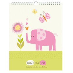 Pepper Pot Baby’s First Year Keepsake Calendar, Jungle Friends Girls
