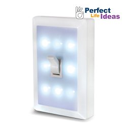 Perfect Life Ideas Light Switch Night Light Lamp Low Voltage 8 Led’s Lighting for Baby Nursery, Bedroom, Closets, Hospital Bed, Battery Operated, Cordless, No Wiring Needed. 1 Piece