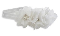 “Petals Collection” Keepsake Headband for Christenings, Baptism and Baby Blessings (Ivory)