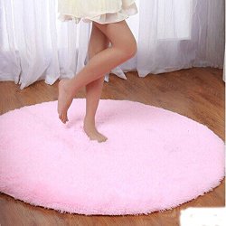 Princess Dream Round Shaggy Area Rugs and Carpet Super Soft Bedroom Carpet with a Heart Rug,for Kids Play ,Round 47.2″ (Pink)