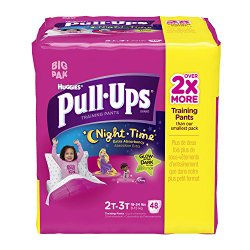 Pull-Ups Night Time Training Pants for Girls, 2T-3T, 48 Count (Pack of 2)