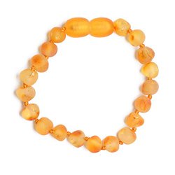 Raw Baltic Amber Teething Anklet – Bracelet for Baby – Safety Knotted (4.7 inches)
