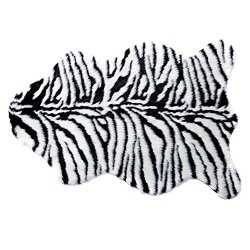 RugMall Pelt Shape Faux Fur Shaggy Rug 3 by 5 Feet Zebra-stripe