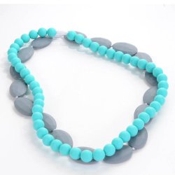 Sassy Baby Beads® Silicone Chew Teething Nursing Beads Necklace Set Turquoise & Gray
