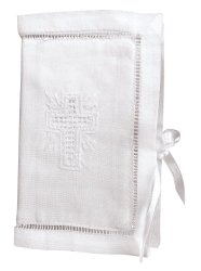 Stephan Baby Keepsake Bible with Embroidered Cover and Ribbon-Tie Closure, White