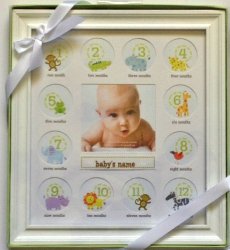 Stepping Stone Baby’s First Year Picture Frame (White Frame with Room to Add Baby’s Name)
