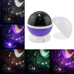 Sun And Star lighting Lamp 4 LED beads 360 Degree Romantic Room Rotating Cosmos Star Projector Starry Star Moon Sky Night Projector Lamp  (Purple)