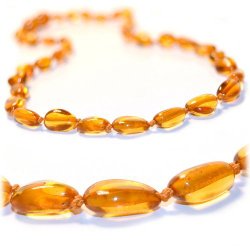 The Art of Cure Baltic Amber Teething Necklace – FTIR Lab Tested Authentic Amber (Honey bean)