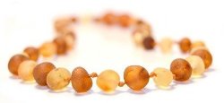 The Art of Cure Raw Amber Teething Necklace – FTIR Lab Tested Authentic Amber (Brown/Lemon) Color)
