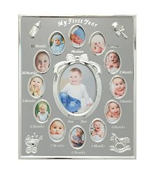 Tiny Ideas Baby’s First Year Picture Frame, Silver