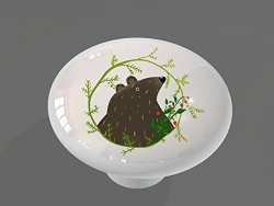 Whimsical Woodland Bear Gloss Ceramic Drawer Knob
