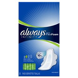 Always Infinity Unscented Pads with Wings, Heavy Flow, 32 Count (Pack of 2)
