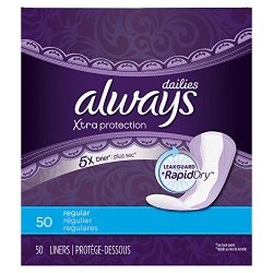Always Xtra Protection Regular Daily Liners 50 Count (Pack of 6)