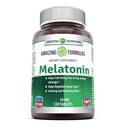 Amazing Nutrition Melatonin 10 Mg, 120 Tablets – Helps Promote Relaxation and Sleep – Wake up Refreshed and Revitalized