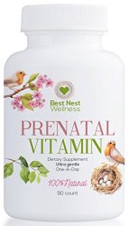 BEST Prenatal Vitamin, One A Day, 90 Count, with Organic Blend, Whole Foods, Methylfolate (folic acid) & Methylcobalamin (B12), Rich with Enzymes & Probiotics, 100% Natural