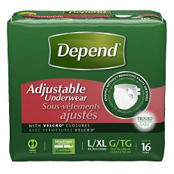 Depend Adjustable Incontinence Underwear, Maximum Absorbency, Large/X-Large, 16 Count (Pack of 3)