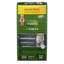 Depend for Men Incontinence Underwear, Maximum Absorbency, Small/Medium, 32-Count Packaging May Vary