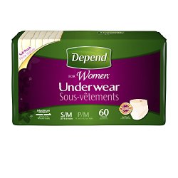 Depend for Women Incontinence Underwear, Maximum Absorbency, Economy Plus Pack, Small and Medium, 60 Count