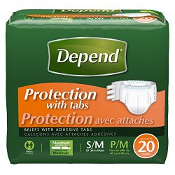 Depend Protection with Tabs, [Small/Medium], Maximum Absorbency, 20-Count Package