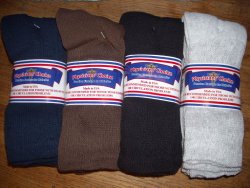 Diabetic Socks 10-13 Mens CREW LENGTH,Physicians Choice,12 Pair,4 assorted Colors