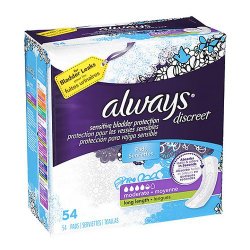 Discreet, Incontinence Pads, Moderate, Long Length, 54 Count