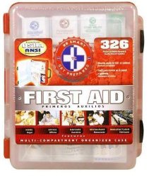 First Aid Kit With Hard Case- 326 pcs- First Aid Complete Care Kit – Exceeds OSHA & ANSI Guidelines – Ideal for the Workplace – Disaster Preparedness (Color Red)