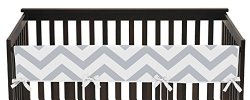 Gray and White Chevron Zig Zag Long Front Rail Guard Baby Boy or Girl Teething Cover Protector Unisex Crib Wrap