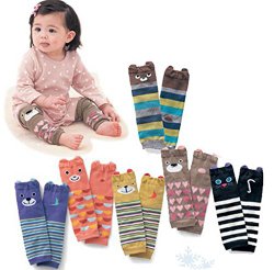 Luckystaryuan ® Christmas Gift Set of 6 Combed cotton Baby Cartoon Bear Kneepads Socks Unisex Leg Protector Warmer Pads