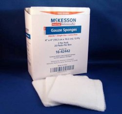 McKesson Performance Plus Gauze Sponge Cover Dressing Sterile 4″X4″ Latex Free – 2 pack with 25 count in each (Total of 50)