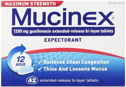 Mucinex Maximum Strength 12-Hour Chest Congestion Expectorant Tablets, 42 Count
