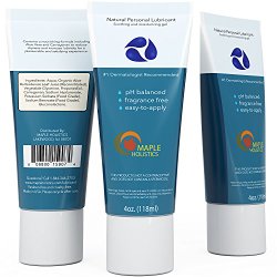 Natural Personal Lubricant for Sensitive Skin – Water Based Moisturizer with Aloe Vera and Carrageenan – Paraben-free with Squeeze Tube Technology – USA Made By Maple Holistics, 4 OZ(118ml)