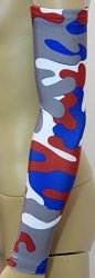NEW! Sports Farm – Royal Blue Red Gray White Woodland Camo Arm Sleeve (Youth Large)