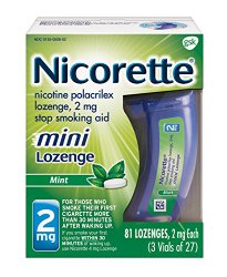 Nicorette mini Nicotine Lozenge Mint 2 milligram Stop Smoking Aid 81 count
