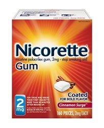 Nicorette Nicotine Gum Cinnamon Surge 2 milligram Stop Smoking Aid 160 count