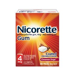Nicorette Nicotine Gum Cinnamon Surge 4 milligram Stop Smoking Aid 100 count
