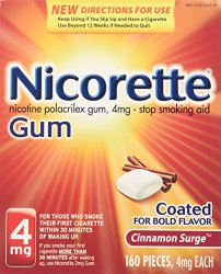 Nicorette Nicotine Gum Cinnamon Surge 4 milligram Stop Smoking Aid 160 count