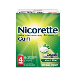 Nicorette Nicotine Gum Fresh Mint 4 milligram Stop Smoking Aid 100 count