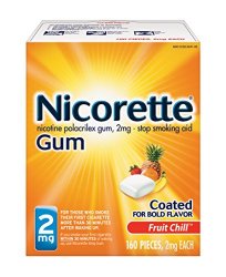 Nicorette Nicotine Gum Fruit Chill 2 milligram Stop Smoking Aid 160 count
