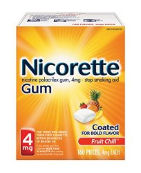 Nicorette Nicotine Gum Fruit Chill 4 milligram Stop Smoking Aid 160 count