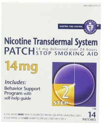 Nicotine Transdermal System Patch, Stop Smoking Aid, 14 mg, Step 2, 14 patches
