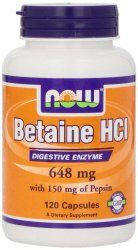 Now Foods Betaine HCl, 648 mg , 120  Capsules