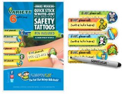 Quick Stick Write-on! Child ID Tattoos (Gender Neutral Variety 6pk.)