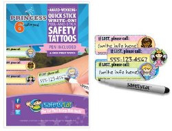 SafetyTat Child ID Safety Tattoo – Princess 6 Pack