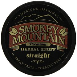 Smokey Mountain Snuff, 5 Cans – Straight – Tobacco Free, Nicotine Free 1oz