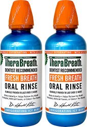 TheraBreath Dentist Recommended Fresh Breath Oral Rinse – Icy Mint Flavor, 16 Ounce (Pack of 2)