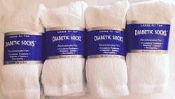 White Diabetic Socks, Crew Style, MEN Size 10-13, 1 dozen Pairs