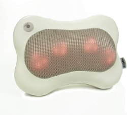 Zyllion ZMA-13-BG Shiatsu Massage Pillow with Heat (Beige)- One Year Warranty
