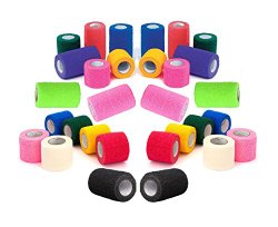 2″ Athletic Tape Bulk Sports Stretch Power Wrap, Self Adherent Wrap Flex Tape, Self Adhering Stick Bandage, Self Grip Roll – 2 inches x 15′ Feet – 6 Rolls – Assorted Colors