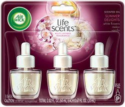 Air Wick Life Scented Oil Plug In Air Freshener Refills, Flowers, Melon and Vanilla, 3 Count